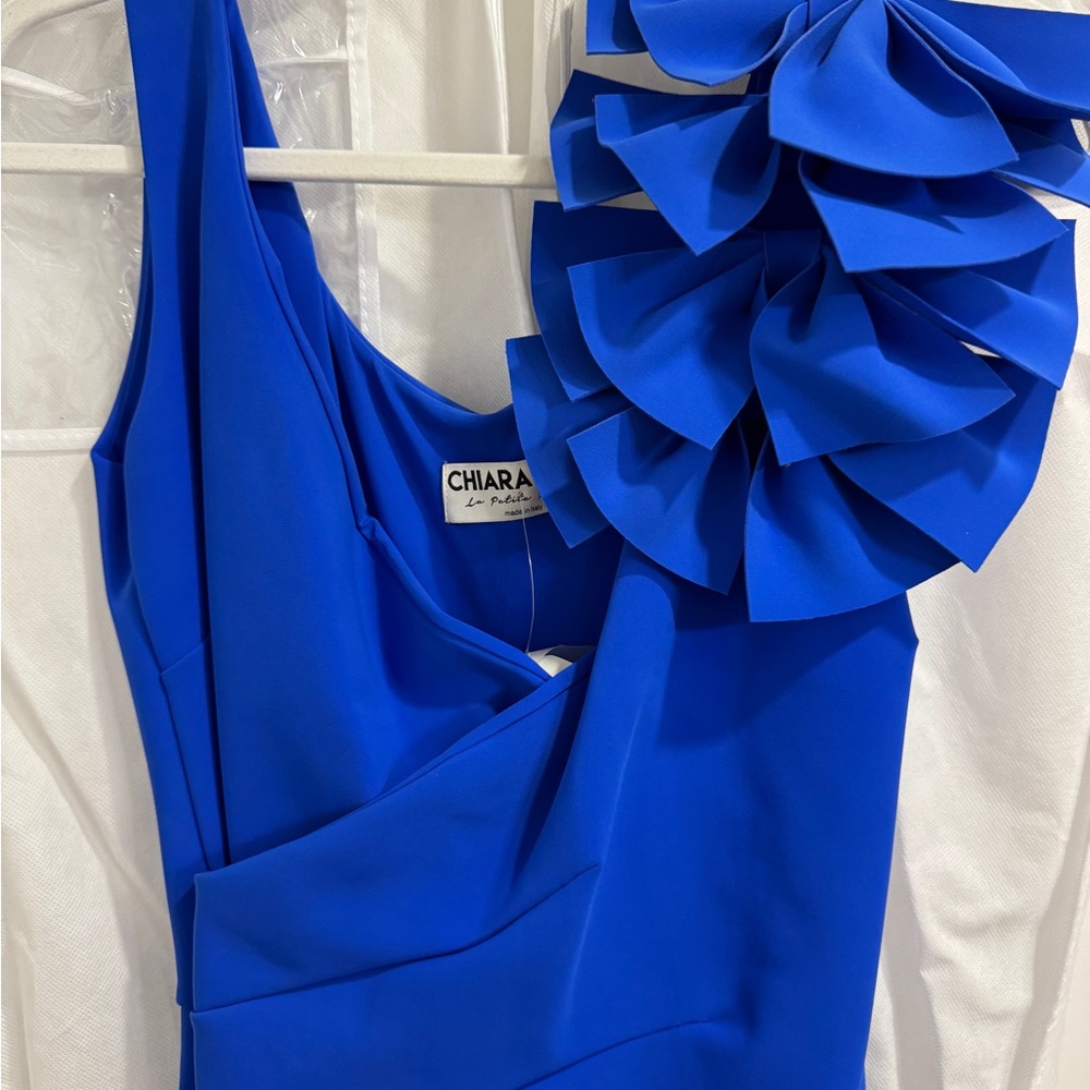 Chiara Boni Royal Blue Dress with Bow Accent
